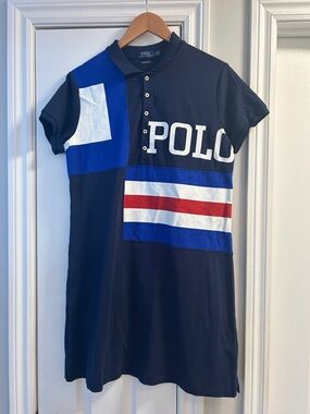 Polo by Ralph Lauren Navy, Royal Blue, White & Red Colorblock Polo Dress